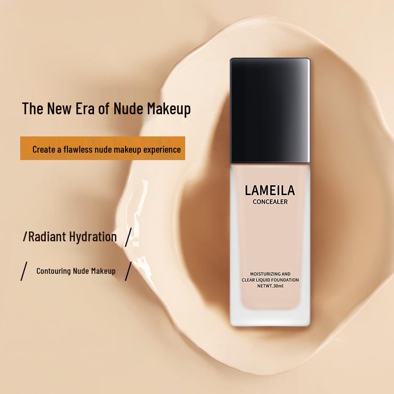 Hydrating & Clear Foundation with Concealer - Long-lasting & Moisturizing Nude Makeup for Students & Artists