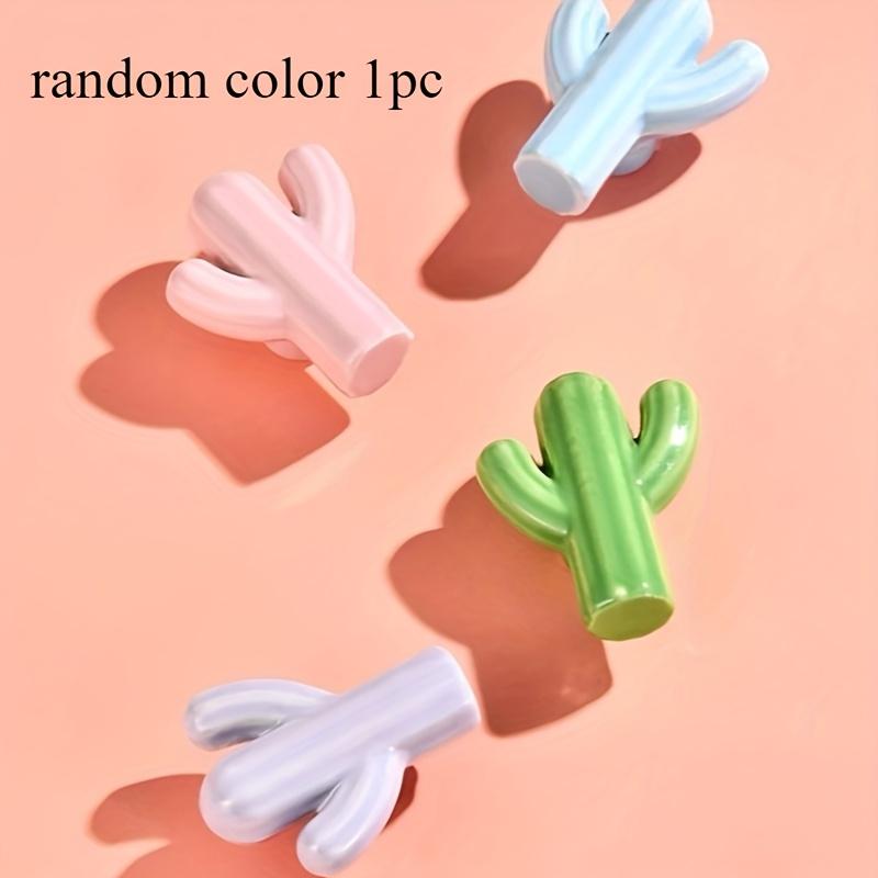 

1/4pcs Colorful Ceramic Cactus Cabinet Knob, Decorative Drawer Pull for Kids Room & Kitchen, Vintage Farmhouse Hardware