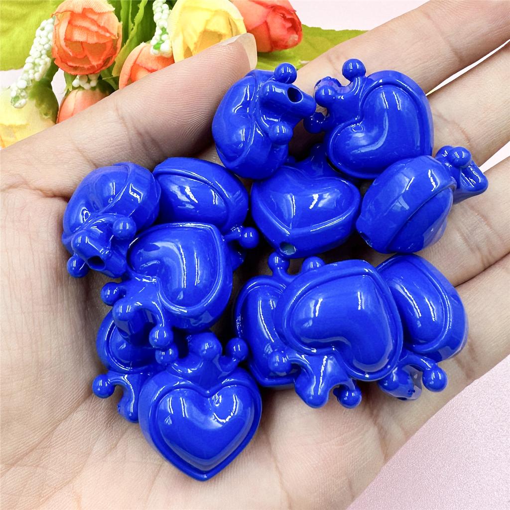 Home Party Supplies Crown Heart for Bracelet Necklace Accessories Jewelry DIY 12pcs Loose Beads Charms 21.4*24.4mm Pendants Material With Hole