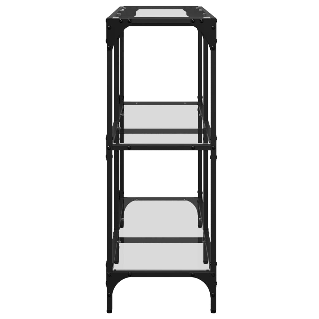 Console Table with Glass Top Transparent 98 x 30 x 81 cm Steel