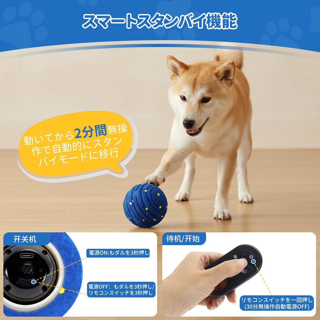 COSOWO [New Release] Next-Generation Remote Control Automatic Electric Dog Ball with Rotating and Bouncing Functions, 4 Modes, Lightweight 140g Body,