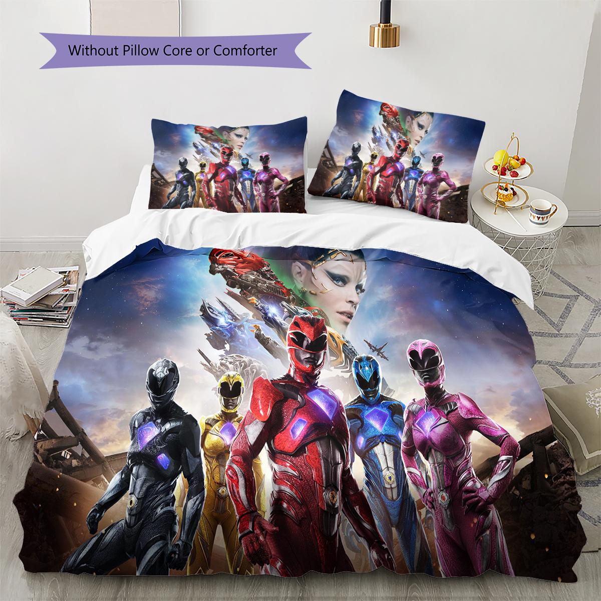 

Power Rangers Pattern Bedding Quilt Set Quilt Cover Pillowcase Home Decoration Gift (1 * duvet cover + 2 * pillowcase, without core) 155x200cm