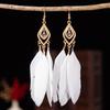 Trendy Ethnic Retro Multicolor Feather Beaded Circle Dangle Earrings