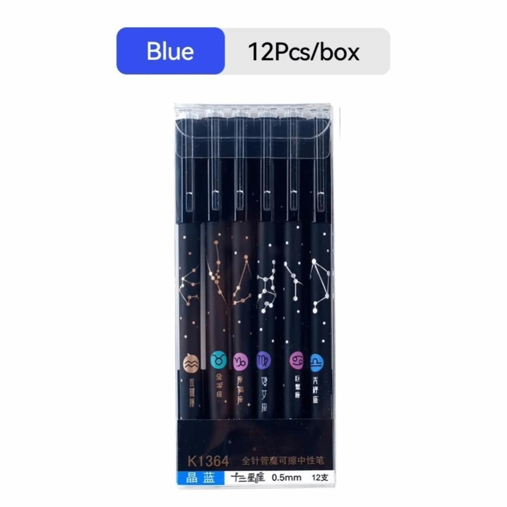 

12Pcs/Set 0.5mm Fine Point Smooth Gel Pen 12 Constellations Ballpoint Pen School Supplies синій