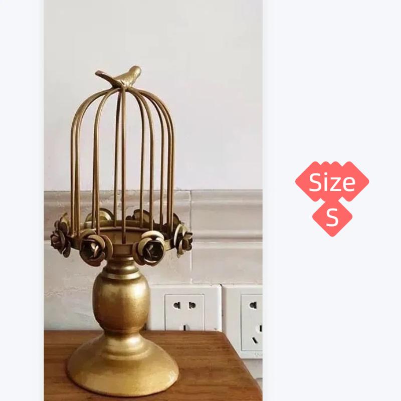 

Винтажное золотое украшение в виде птичьей клетки – Железное искусство Свадебное и домашнее украшение Gold S 31cm