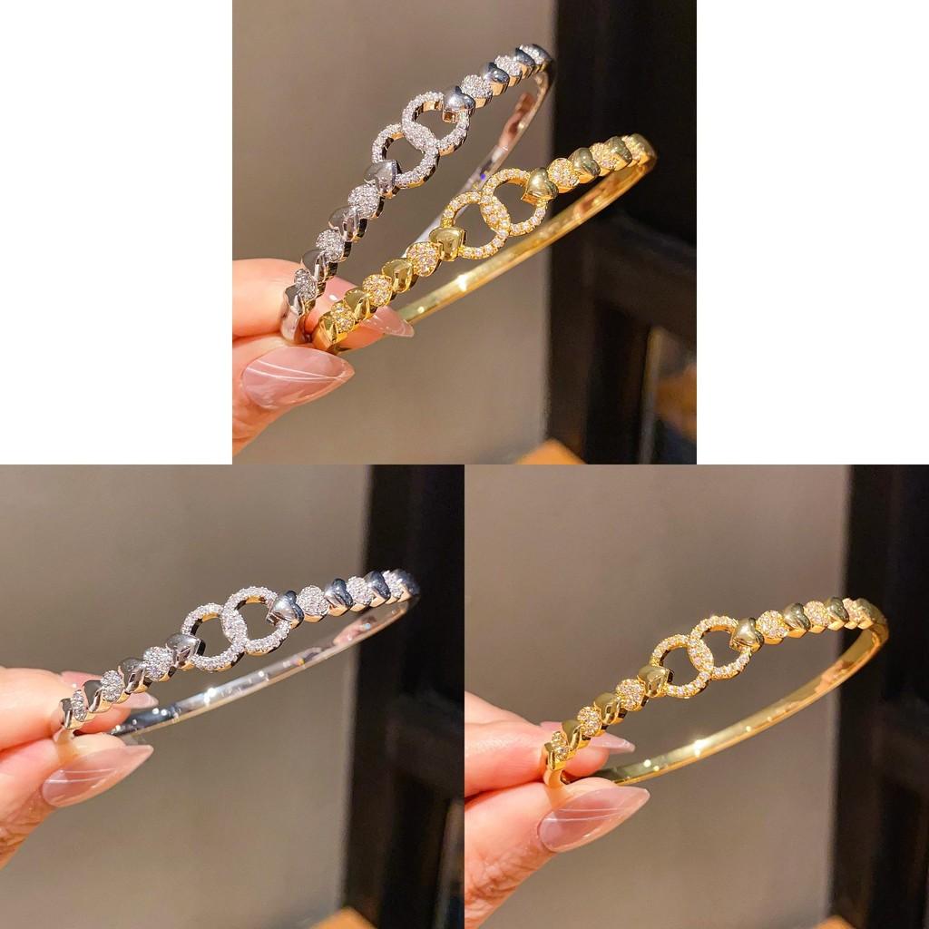 Light Luxury Zircon Gold Plated Bracelet For Women With Heart Shape Design