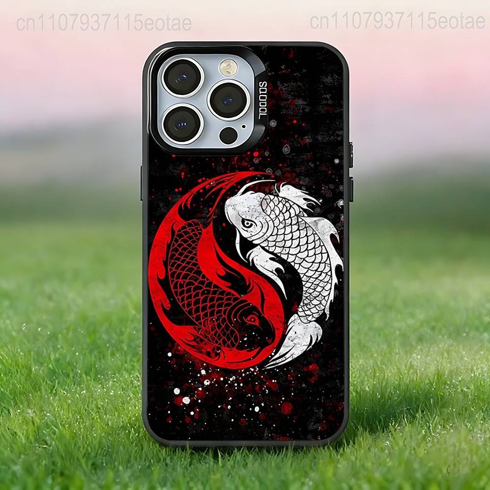 

Koi Carp YIN YANG Phone Case For iPhone 17,16,15,14,13,12,11,Pro,Max,Plus,E,Air,Mini Anti Fall Black Bumper iPhone16e