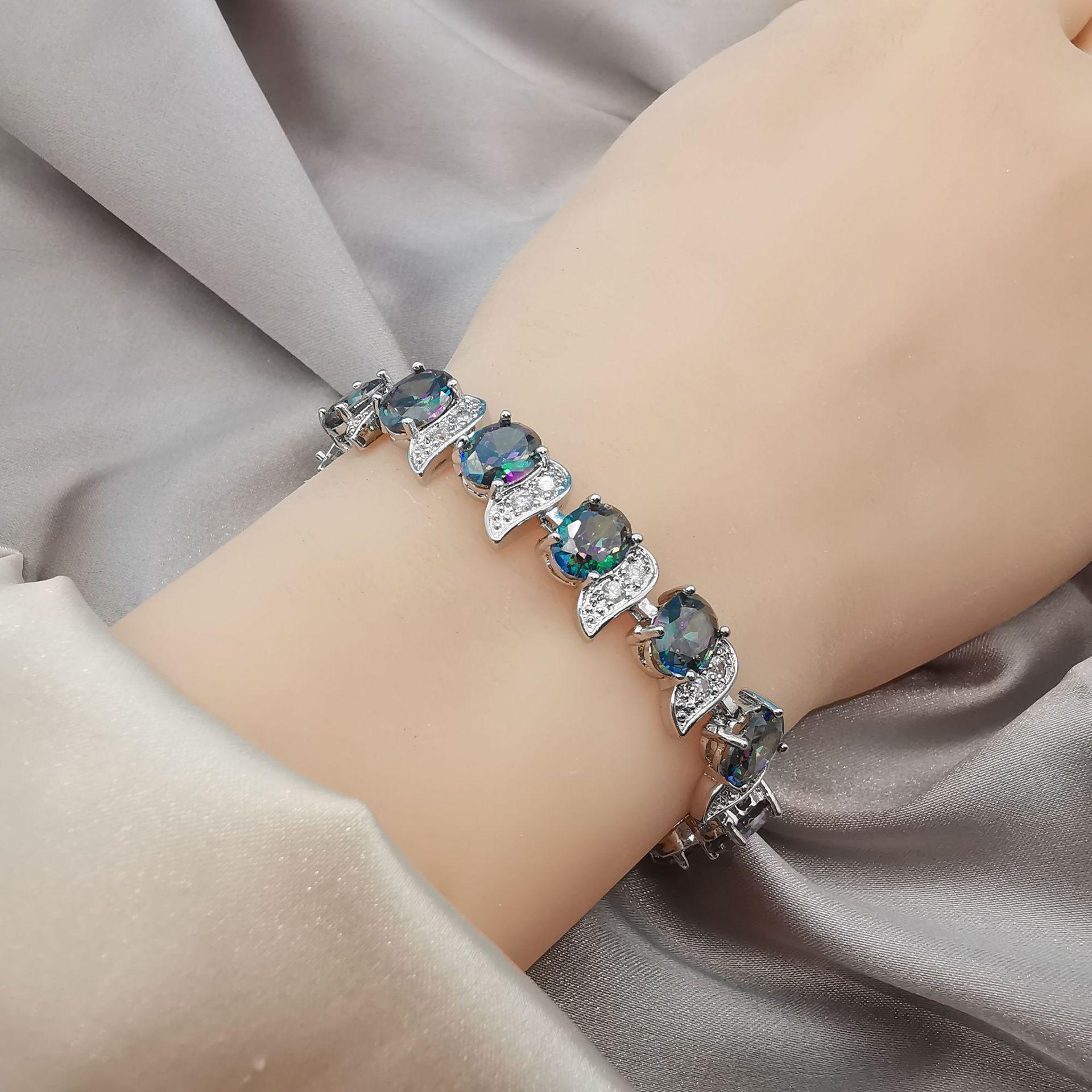 Европейские и американские браслеты 2026 года, Браслеты, Супер-блестящие разноцветные циркониевые браслеты, Ювелирные аксессуары. 18CM