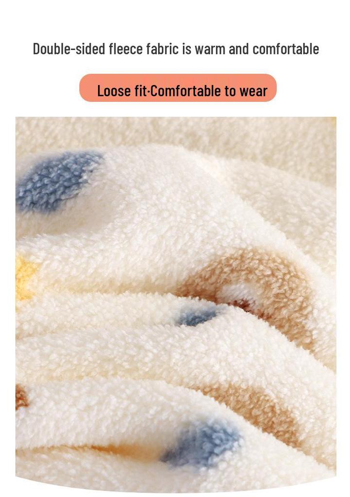 Autumn/Winter Plush Thickened Korean Style Kids Homewear Set - Warm Boys & Girls Clothing