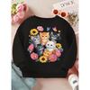 Kids Crewneck Sweatshirt, Cute Cartoon Kitten Print Casual Long Sleeve Top for Spring Autumn