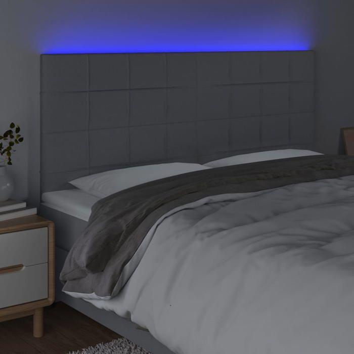 VidaXL Tête de Lit à LED Meuble de Chambre à Coucher Accessoire de Lit Double Tête de Cadre de Lit Intérieur Gris Clair 3122438