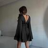 Popular Women's Long Sleeve V-Neck Backless Mid-Length Dress - Fashionable European & American Style