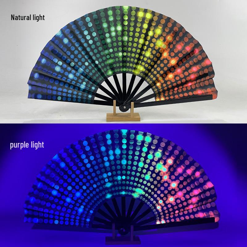 Leuchtender faltbarer Kung-Fu-Party-Fächer mit UV-fluoreszierender Leuchtkraft
