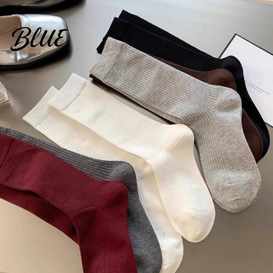 Cotton Crew Socks Women Socks Ribbed Knit for Autumn Winter Minimalist Solid Comfortable Daily Wear Color Soft Breathable Stretchy Casual