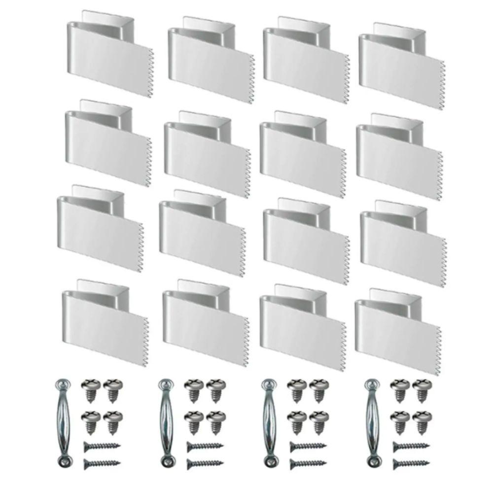 Universal Design Window Clips Glued Wooden With Screws Hurricane Clips 1/2" Thick Reusable Hardware Reusable Clips Brick Surface