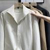 Men's Khaki Vertical Striped Long Sleeve Shirt Casual Oversized Streetwear Top