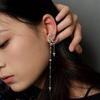 APM Monaco Single Crescent Star Pendant Long Earrings, 925 Silver Full of Diamonds and Zircons, Elegant and Delicate AE12577OX