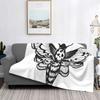 Death Moth Spirit Board Blanket Skull Moon Black Gothic Comfort Warm Plush Lightweight Sofa Blanket