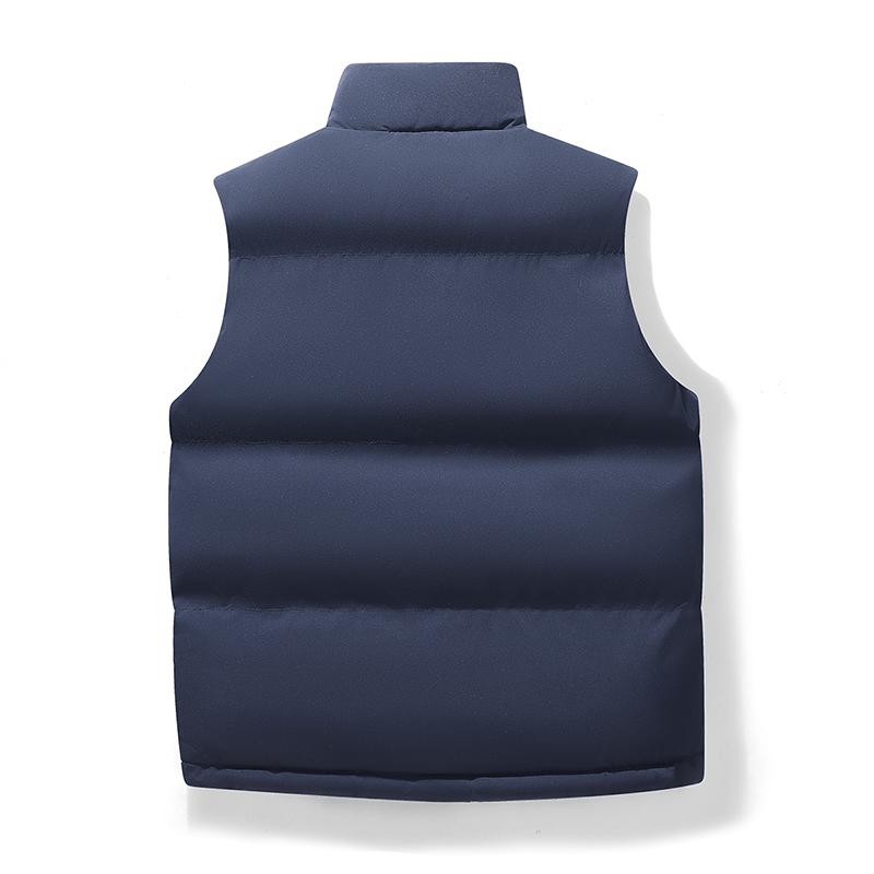 Autumn Winter Men's Warm Waistcoat Casual Basic Style Solid Color Zipper Windproof Vest Jacket Male Stylish Stand Collar Outwear