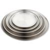 2Pcs Tainless Steel Metal Dining Disc Round Bone Spitting Dish High Quality Shallow Tray Silver Fruit Meat Tableware Set