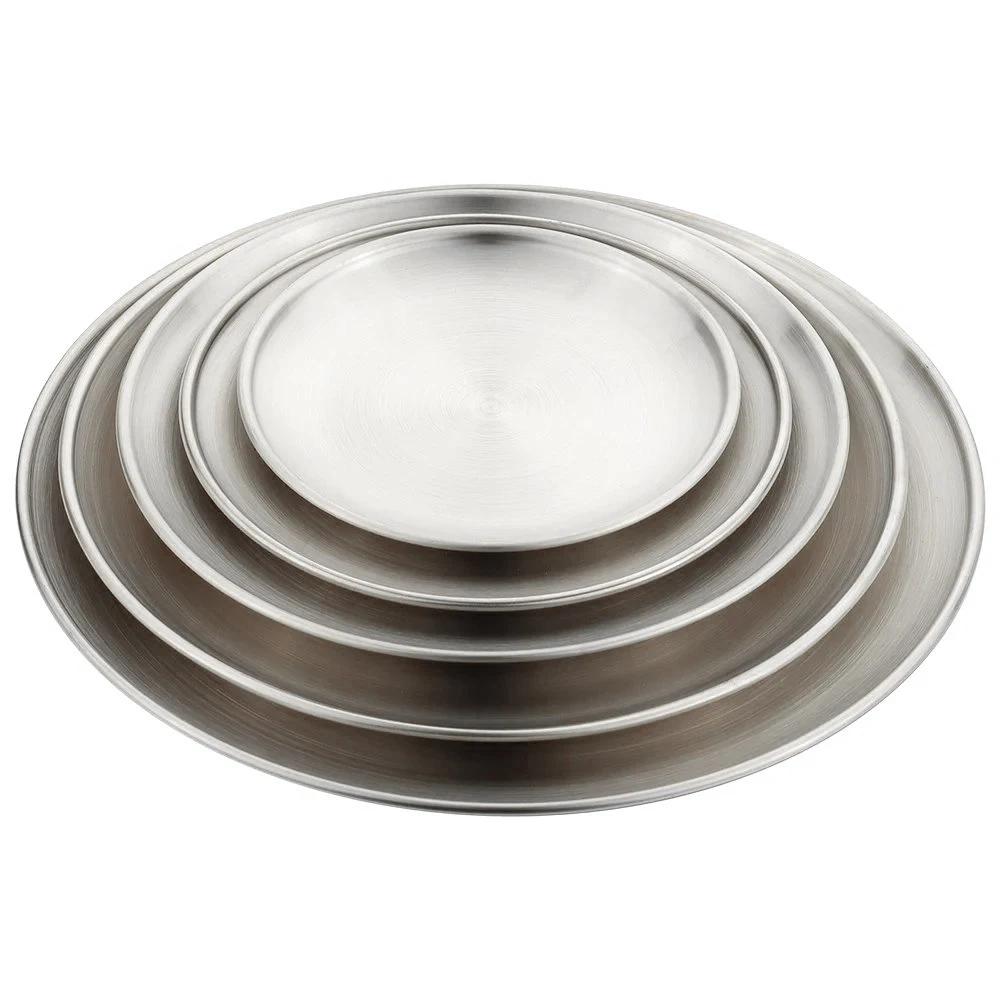 2 Pièces Acier Inoxydable Plat de Table Plateau de Camping Pique-nique Anti-salissure Cuisine Bar Vaisselle Plateau pour Fruits Snacks Gâteaux Accessoires de Cuisine