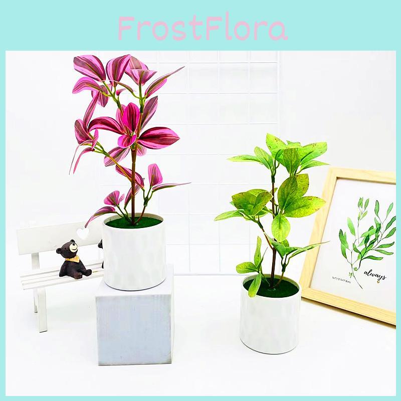 Simulated Color Multi Leaves Potted Artificial Plant Ornament Decoration