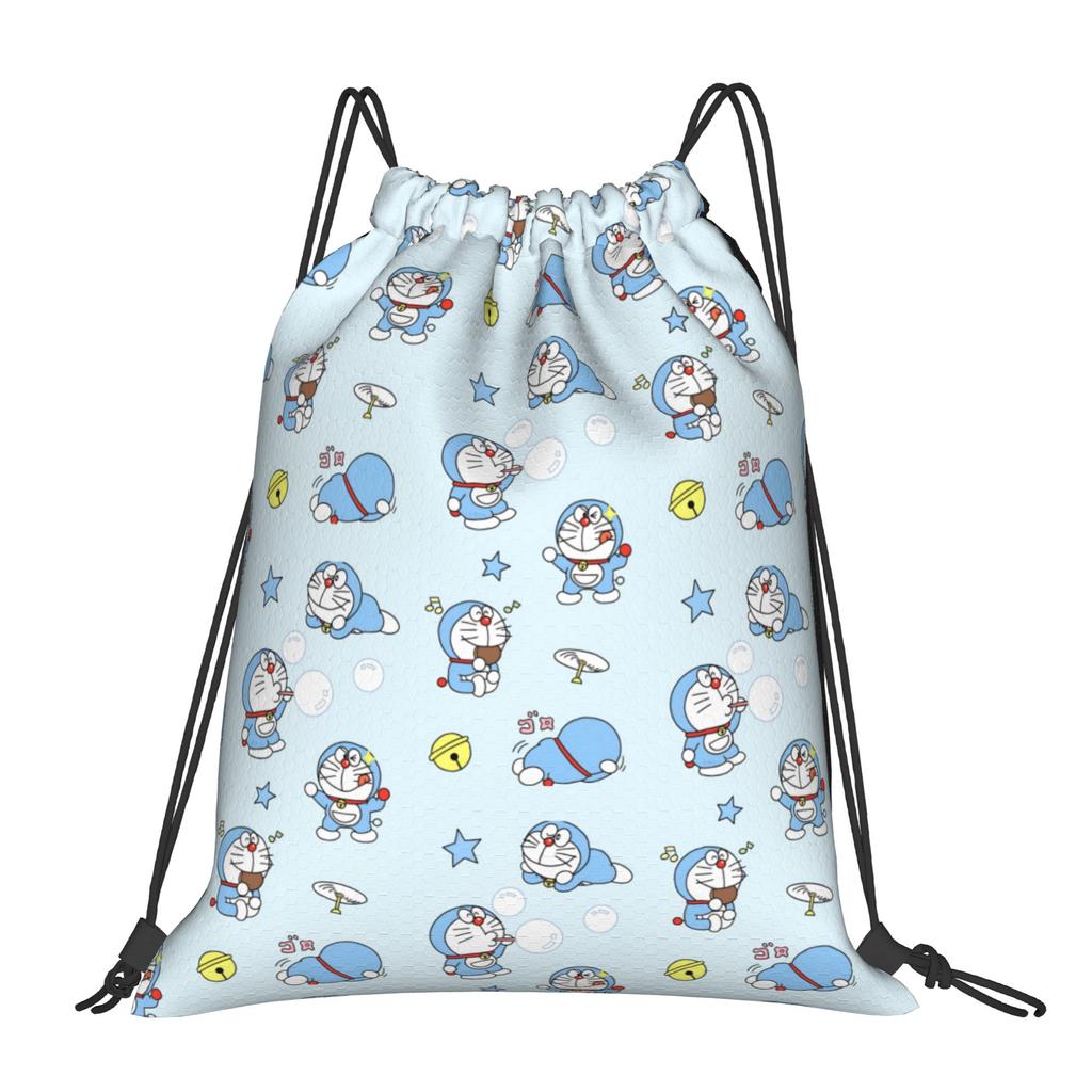 Custom D-Doraemones Drawstring Backpack Women Men Gym Sport Sackpack Foldable Cartoon Training Bag Sack
