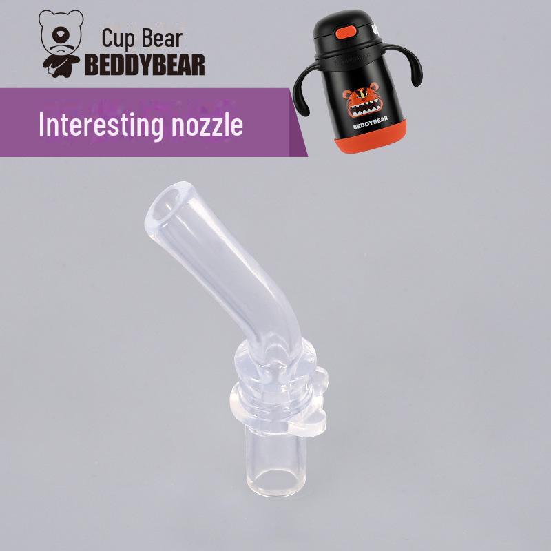 Original Bear Silicone Straw Cup Set: Includes Suction Cup, Mouthpiece, Hose, and Coaster for Kids' Learning and Drinking.