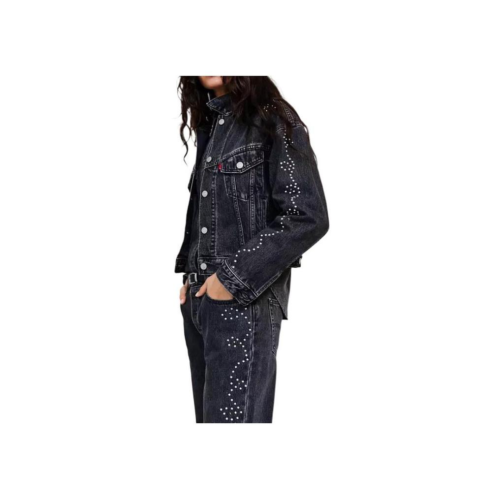 Chaqueta Vaquera Corta Suelta de Manga Larga con Botón Único y Tachuelas Levis para Mujer chaquetas A9456-0003
