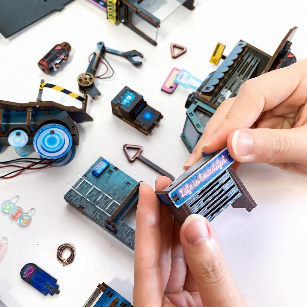 QmXCyzl DIY Dollhouse Toy Store Miniature Furniture Room Decor Craft Kit Includes Dust Cover and Touch LED Adult Birthday Gift for Beginners Switch,