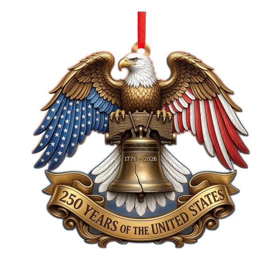 2D Acrylic America 250th Anniversary Ornament 250 Years Patriotic Hanging Decoration 1776-2026 Commemorative Gifts for 4th of July Independence Day