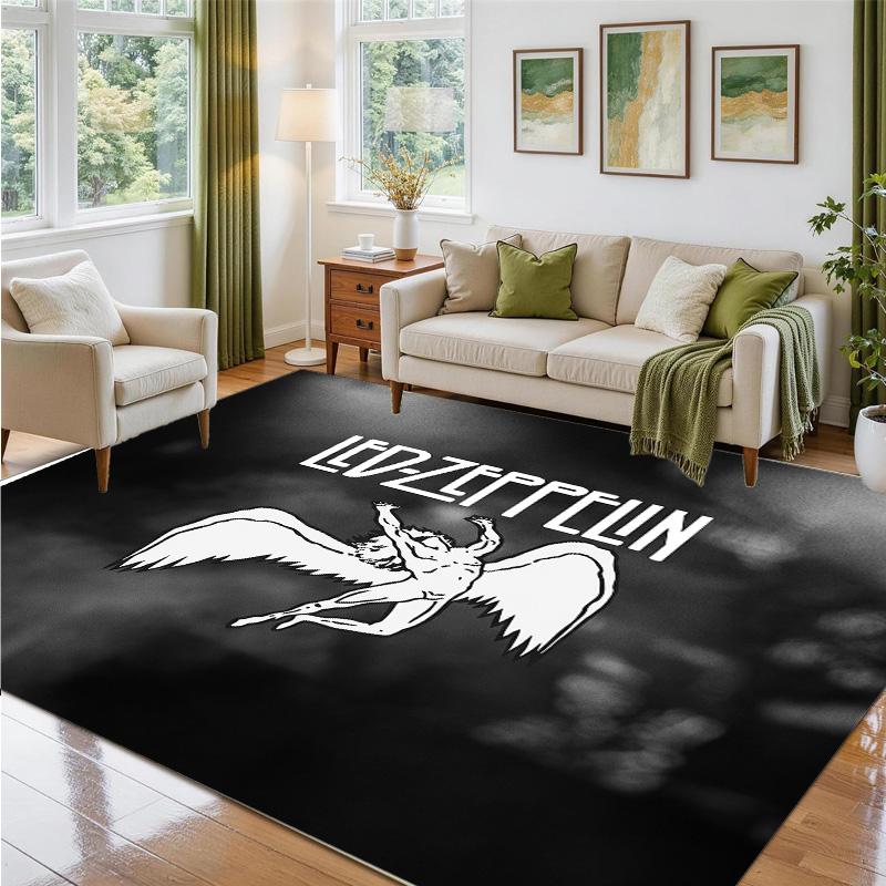 Led Zeppelin Design Crystal Velvet Rug Soft Decorative Mat for Bedroom Entrance