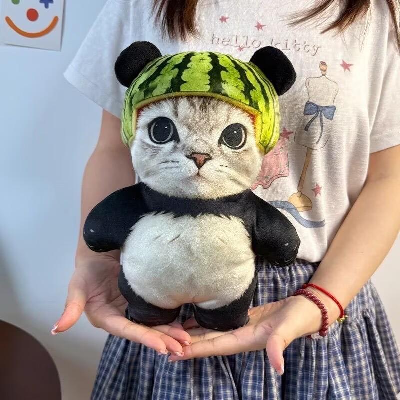 Watermelon Cat Plush Toy With Soft Pp Cotton For Kids And Teens Gift