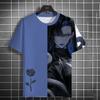 2024 Sommer neues Herren-Sommer-T-Shirt im antiken Stil, lässiger 3D-Druck, Anime-Mädchen-Rosendruck, High-End-Druck, Unisex, kurze Ärmel