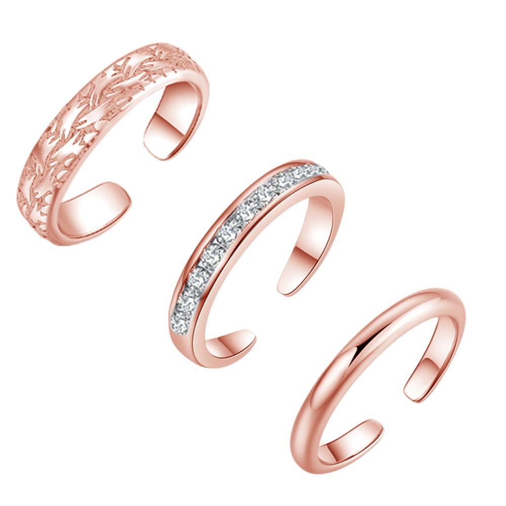 3 Anelli per Dita dei Piedi da Donna in Acciaio Inossidabile Regolabili Anello per Piede Sexy Estivo da Spiaggia Con Diamanti Impilabile Anello da Uomo e Donna