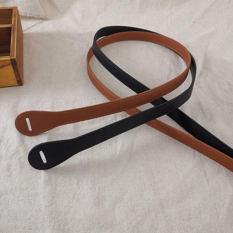 True Leather Women Slim Waist Belt With Tie Knot For Dresses And Sweaters
