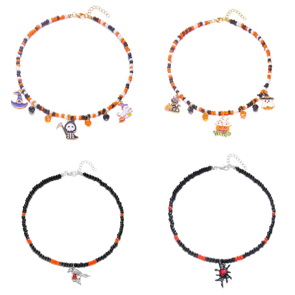 Halloween Gothic Spider Web Pendant Necklace With Rhinestones For Men And Women