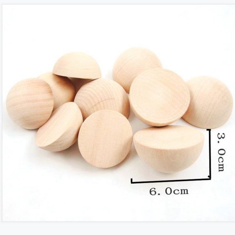 0.6-9cm Beech Wood Half Sphere Beads for DIY Projects