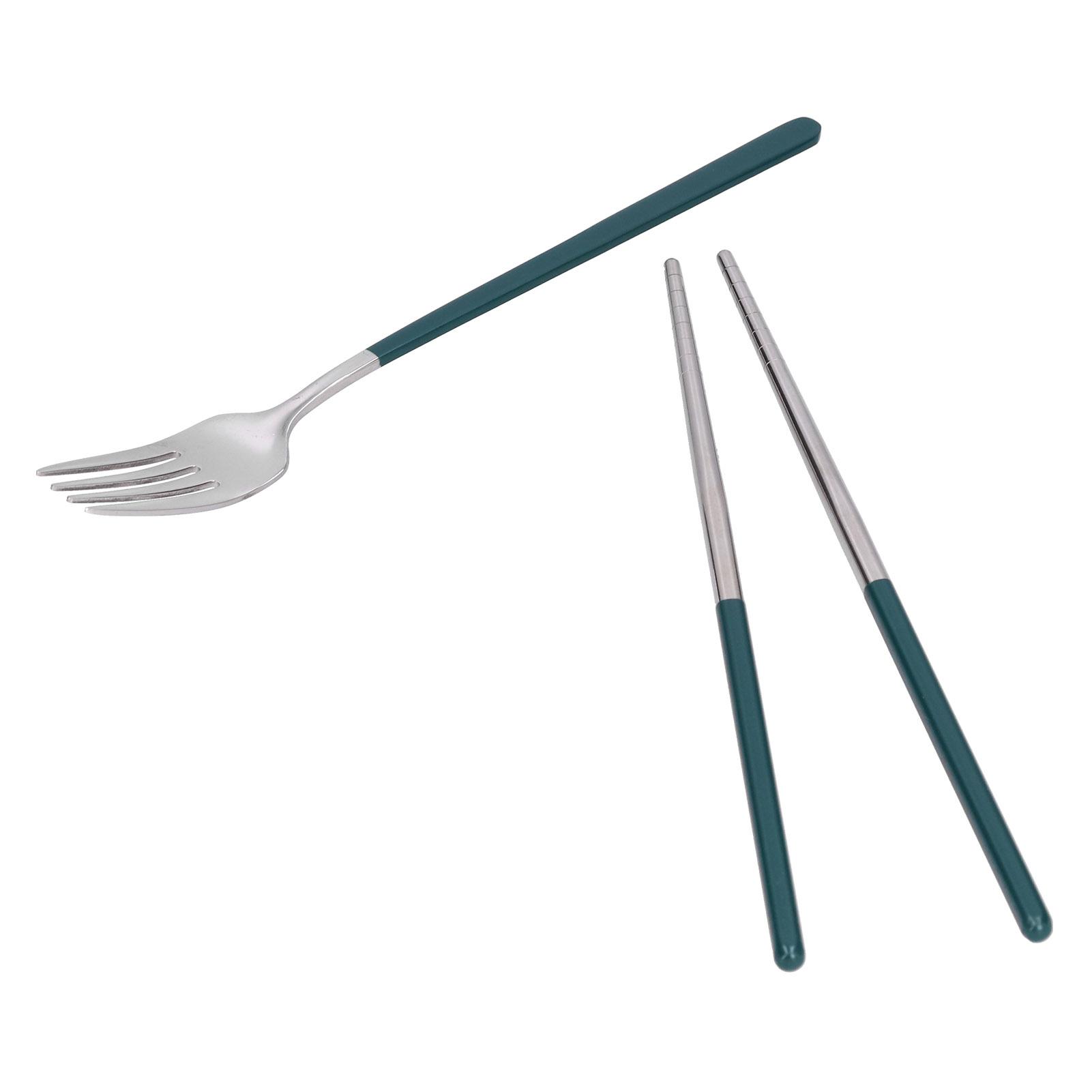 

3Pcs/Set Stainless Steel Paint Tableware Set Chopstick Spoon Fork Kit for Kitchen