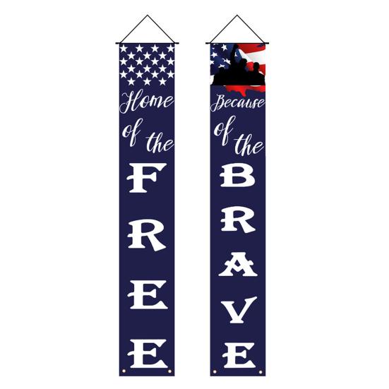 4th of July Patriotic Door Banners Outdoor Patriotic American Flag Hanging Porch
