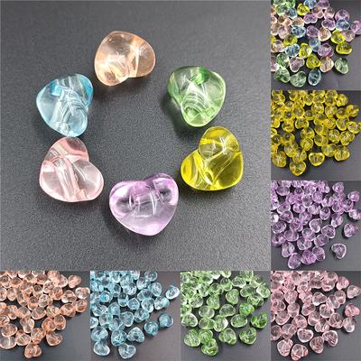 10PCS akrylové korálky ve tvaru srdce Průhledné želé barva Zadní strana Perforované korálky Náhrdelník DIY Náramek Příslušenství pro výrobu šperků
