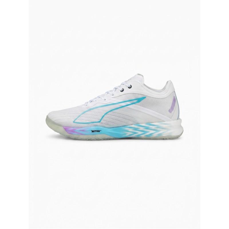 Puma Accelerate Nitro SQD 5 Handball Shoes White/Blue/Purple