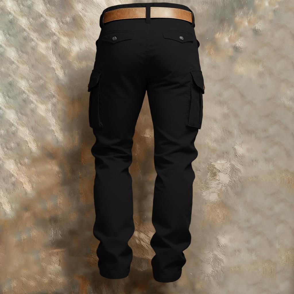 Men Cargo Pants Relaxed Fit Multi Pocket Trousers Cotton Fabric Utility Casual Straight Leg Pants with Belt