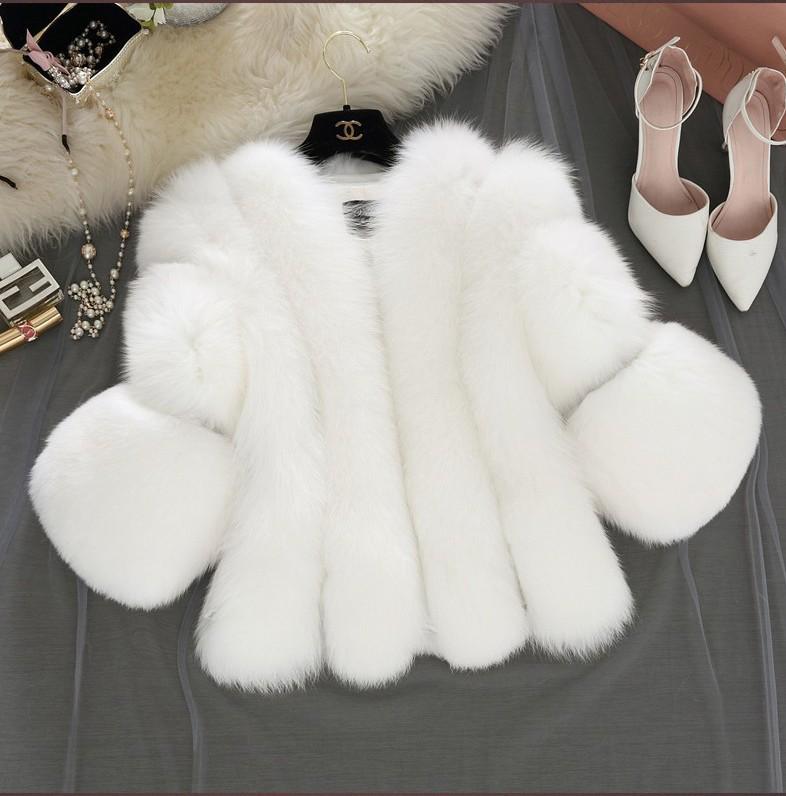 2025 European Women's Faux Fox Fur Patchwork Coat - Short, In Stock
