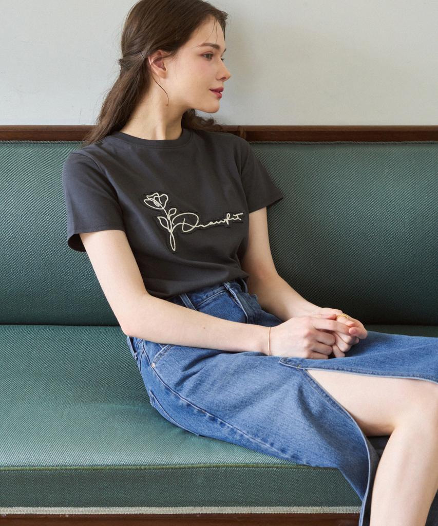 Deuloupisumeon Flower Patch Supima Short Sleeve T-Shirt [Black]