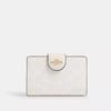 Medium Corner Zip Wallet In Signature Canvas Gold White Chalk