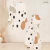 Women Plus Size V Neck Three Quarter Sleeve Printed Flared Top And Flared Pants Two Piece Set