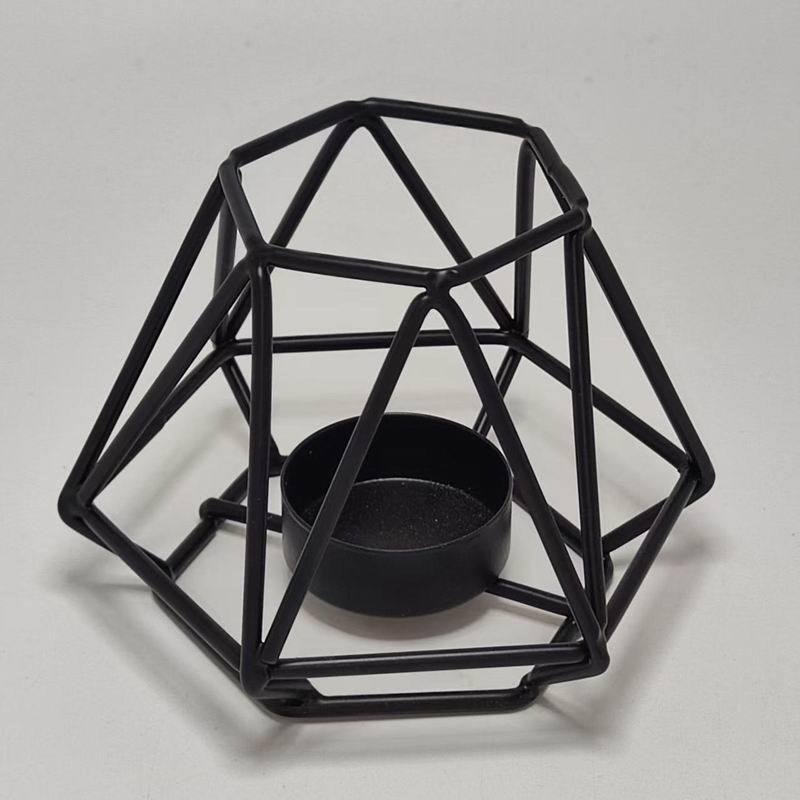 Nordic Light Luxury Gold-Plated Geometric Iron Candle Holder Ornament