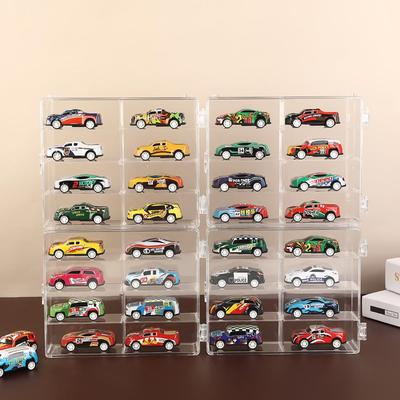 Hot Wheels Wall-Mountable Car Storage Box: No Punching, Display Rack for Small Car Models, Transparent Children's Toy Organizer