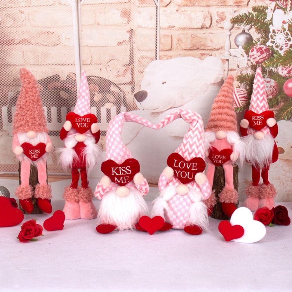 

Cartoon Love Rudolph Doll With Love Faceless Dwarf Doll Window Decoration A-Girl